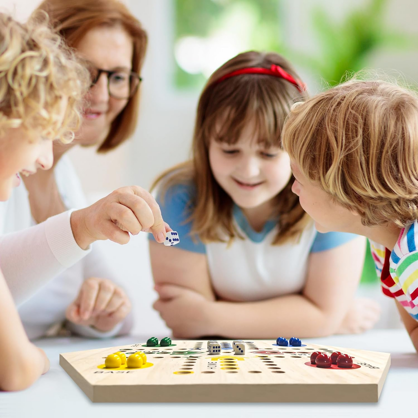 Wooden Board Game, Aggravation Board Game Original Marble Game Double Sided Painted 2 to 6 Player Fast Track Board Game Wooden with 6 Colors 24 Marbles 6 Dice for Adults Kids Family