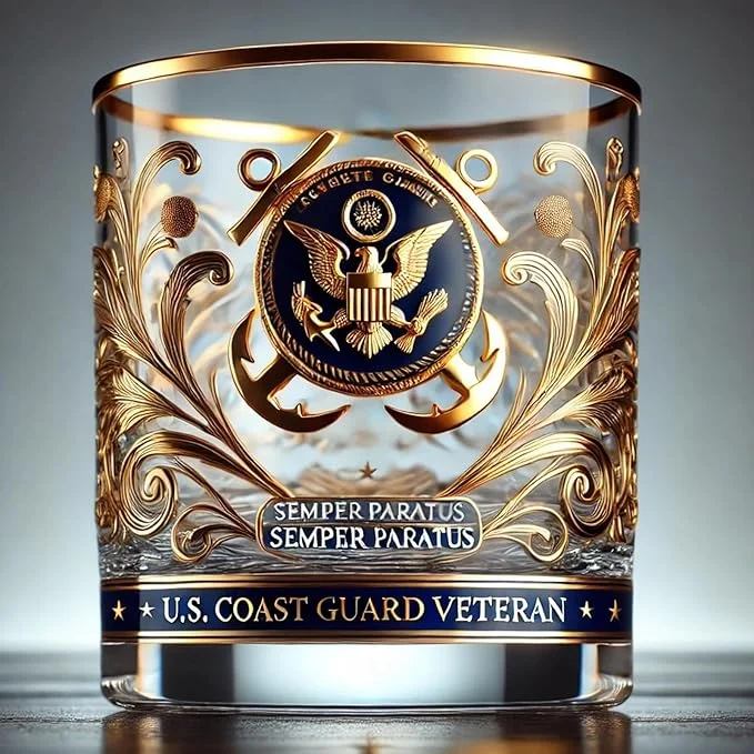 Patriotic Veteran Tribute Glass-Timeless Honor for AmericanHeroes
