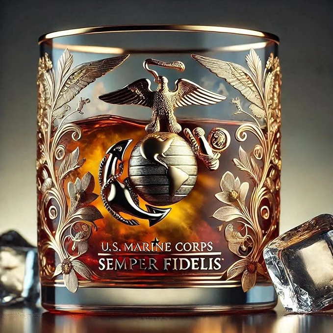 Patriotic Veteran Tribute Glass-Timeless Honor for AmericanHeroes