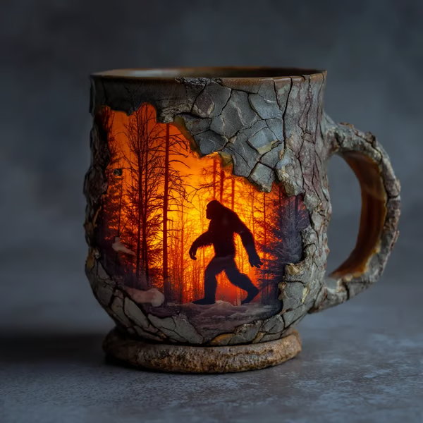 Bigfoot Forest Fire Decorative Art Mug