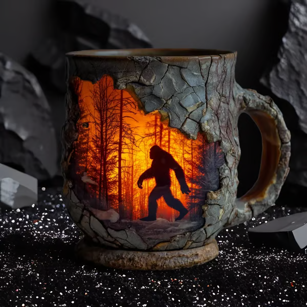Bigfoot Forest Fire Decorative Art Mug