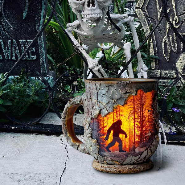 Bigfoot Forest Fire Decorative Art Mug