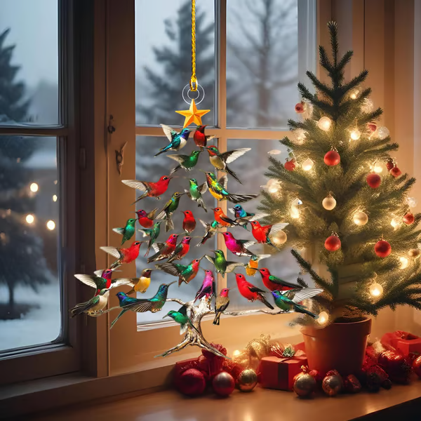 🔥🐦🎄Hummingbird Christmas 2D Acrylic Ornament