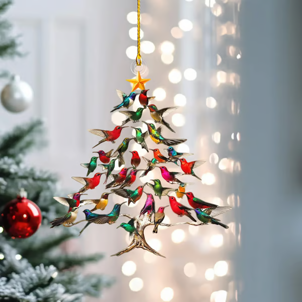 🔥🐦🎄Hummingbird Christmas 2D Acrylic Ornament