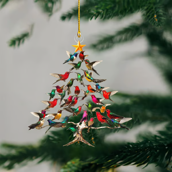 🔥🐦🎄Hummingbird Christmas 2D Acrylic Ornament