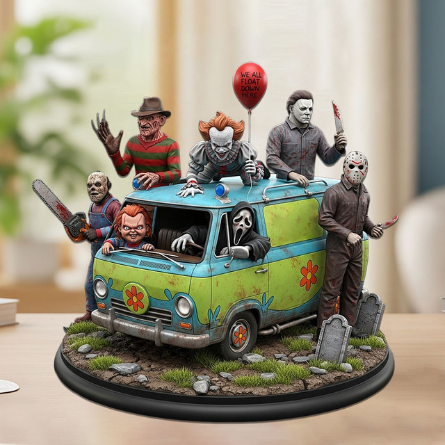 Horror Movie Character Driving Car Halloween Acrylic Block Plaque Gift For Fan