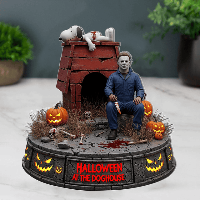 Michael Myers Snoopy - Halloween At The Doghouse Acrylic Block Plaque Home Decor