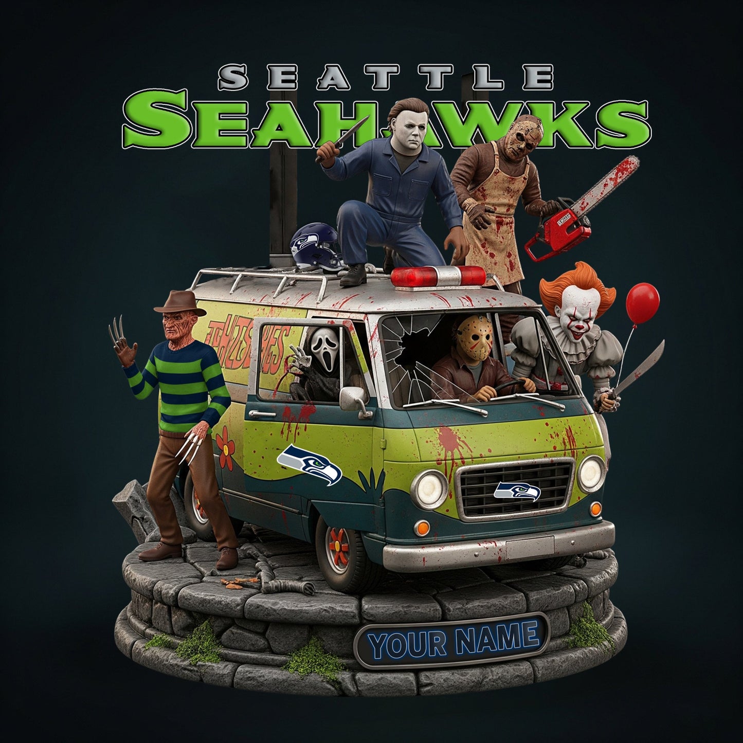 NFL Horror Personalized Acrylic Block Plaque Halloween Gift For Fan - Limited Edition