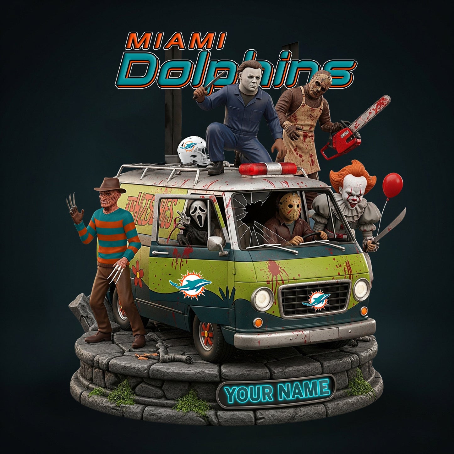 NFL Horror Personalized Acrylic Block Plaque Halloween Gift For Fan - Limited Edition