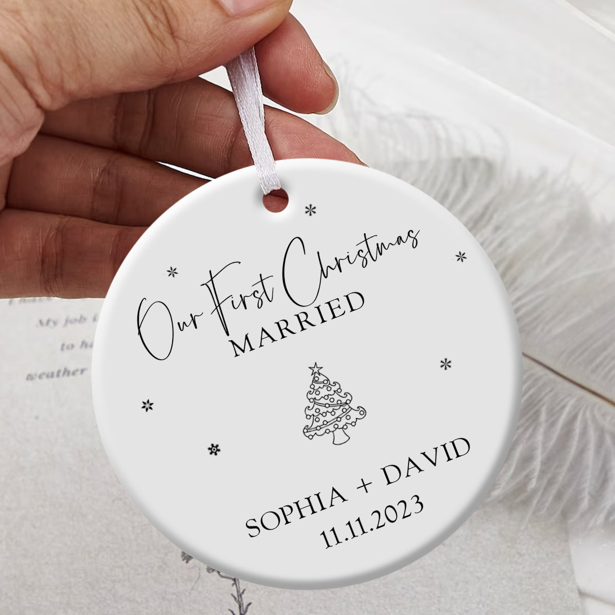 Christmas Tree First Christmas Married - Personalized Ornament - Christmas Gift