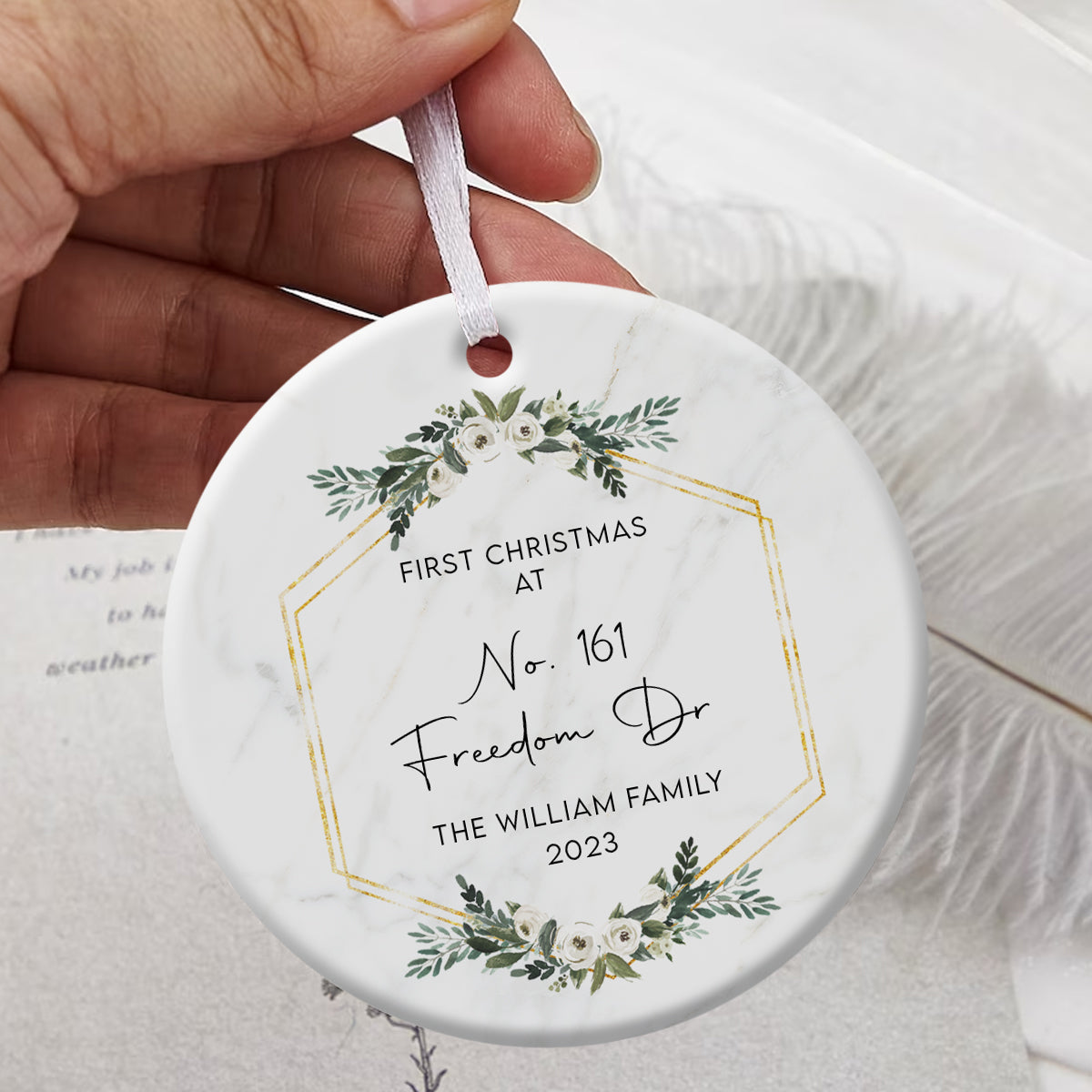 New House Botanical Frame - Personalized Ornament - Christmas Gift