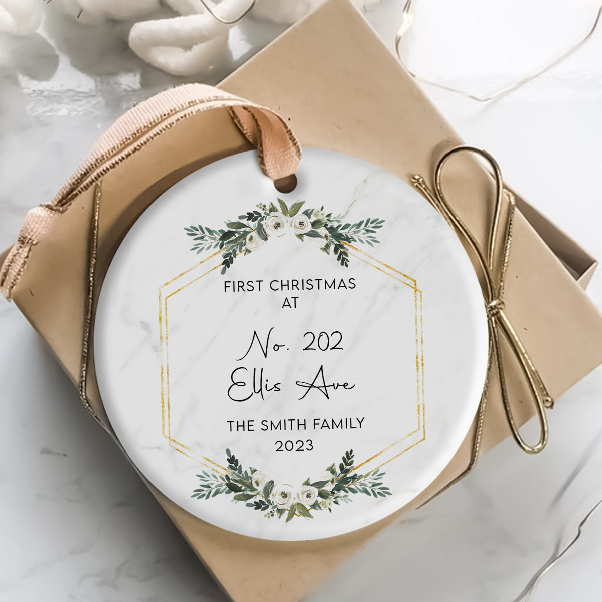 New House Botanical Frame - Personalized Ornament - Christmas Gift