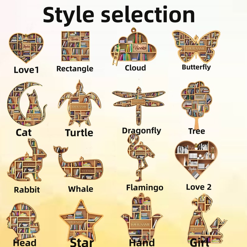 Christmas Tree Decoration -Book Lovers Gift - Librarian Ornament - Personalized Acrylic Ornament - Lover Bookworm - Bookshelf Custom Name