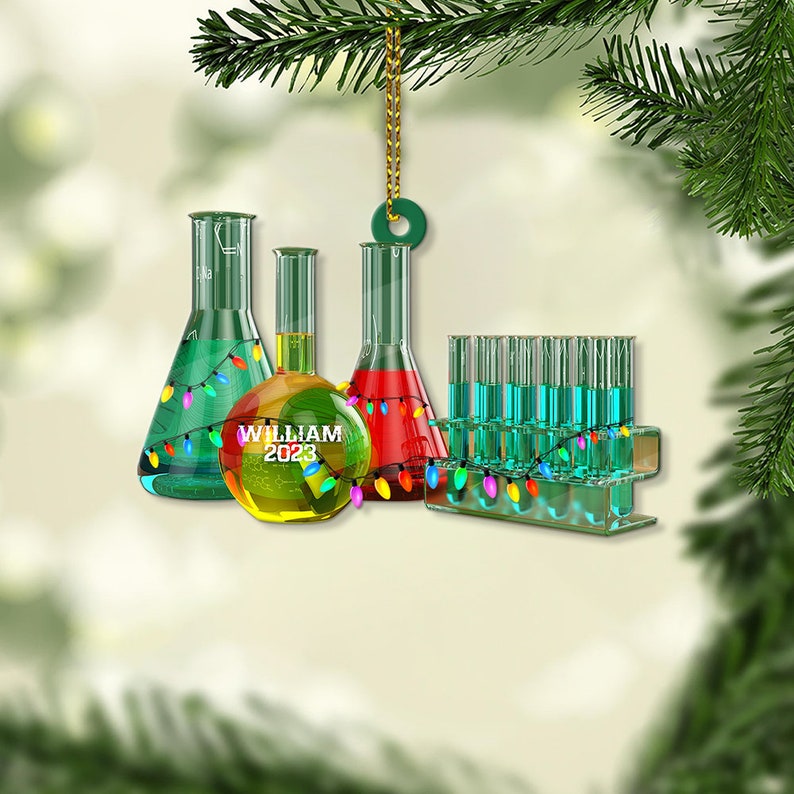 Personalized Glass Chemistry Christmas Ornament 2024, Glass Chemistry Keepsake, Gift For Chemistry Lovers - Xmas Tree Hanging Decoration