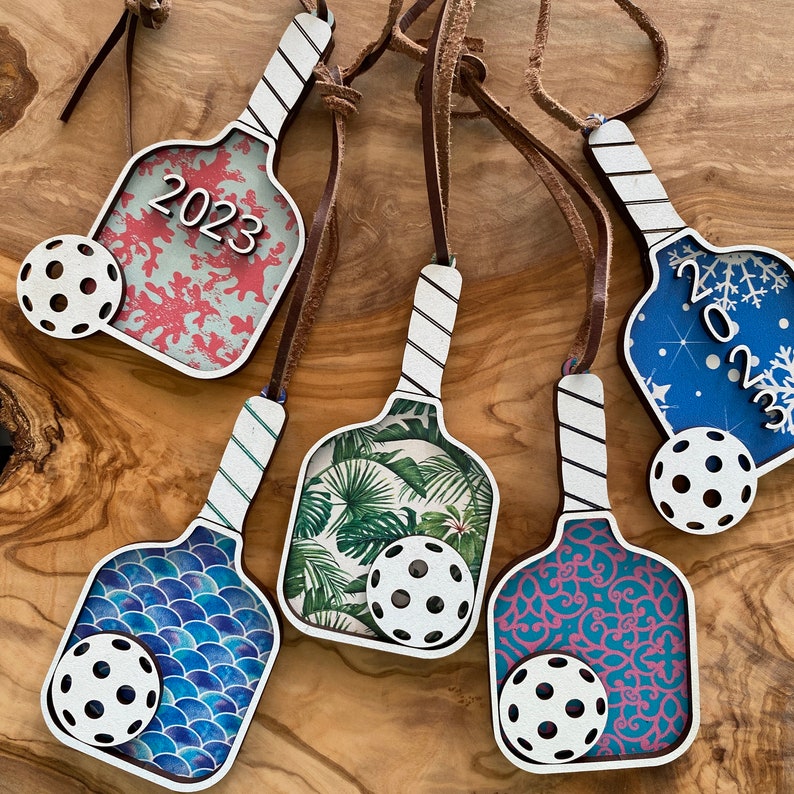 Personalized Pickleball Christmas Ornament Customized Paddle Bag Tag Pickle Ball Racket Ornament Pickler Gifts Volley And Dink Fun Gift