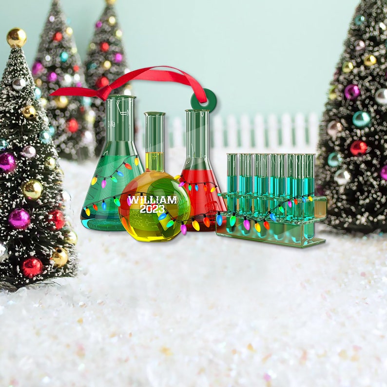 Personalized Glass Chemistry Christmas Ornament 2024, Glass Chemistry Keepsake, Gift For Chemistry Lovers - Xmas Tree Hanging Decoration
