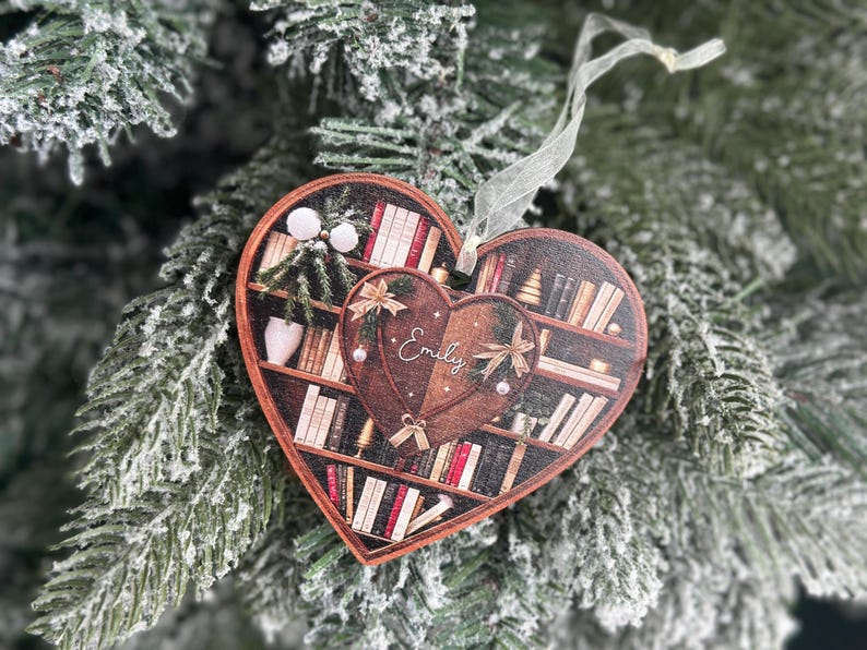 Personalized Christmaas Book Ornament, Book Lovers Gift, Lover Bookworm, Book Club Ornament, Custom Bookish Ornament