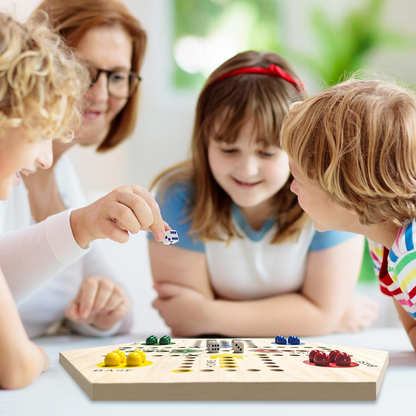Wooden Board Game, Aggravation Board Game Original Marble Game Double Sided Painted 2 to 6 Player Fast Track Board Game Wooden with 6 Colors 24 Marbles 6 Dice for Adults Kids Family