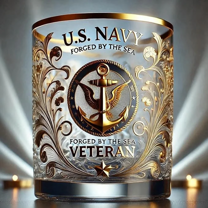 Patriotic Veteran Tribute Glass-Timeless Honor for AmericanHeroes