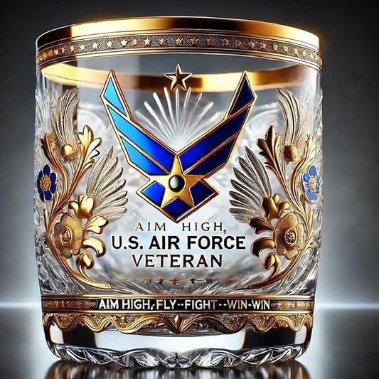 Patriotic Veteran Tribute Glass-Timeless Honor for AmericanHeroes