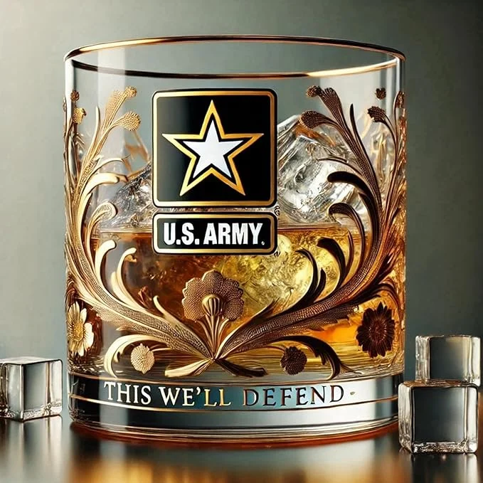 Patriotic Veteran Tribute Glass-Timeless Honor for AmericanHeroes
