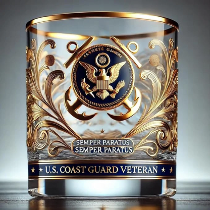 Patriotic Veteran Tribute Glass-Timeless Honor for AmericanHeroes