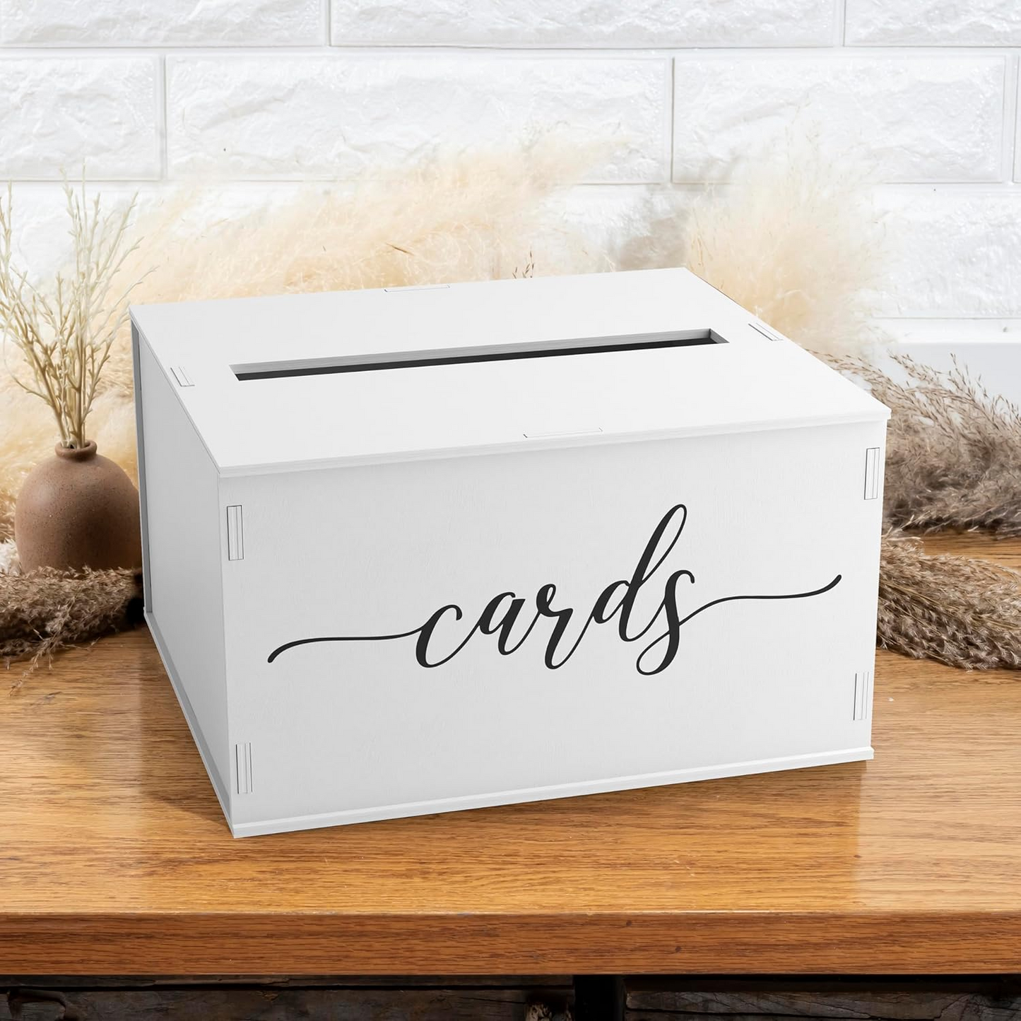 Rustic Wooden Card Box with Lid