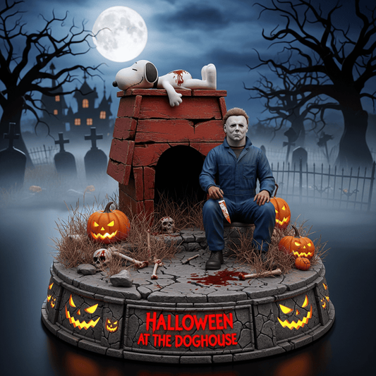 Michael Myers Snoopy - Halloween At The Doghouse Acrylic Block Plaque Home Decor