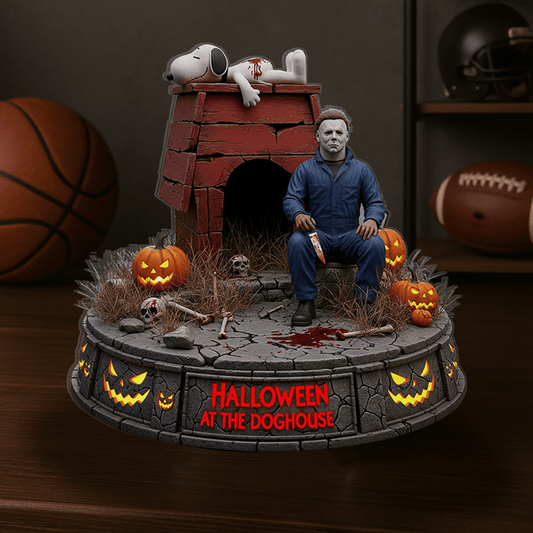 Michael Myers Snoopy - Halloween At The Doghouse Acrylic Block Plaque Home Decor