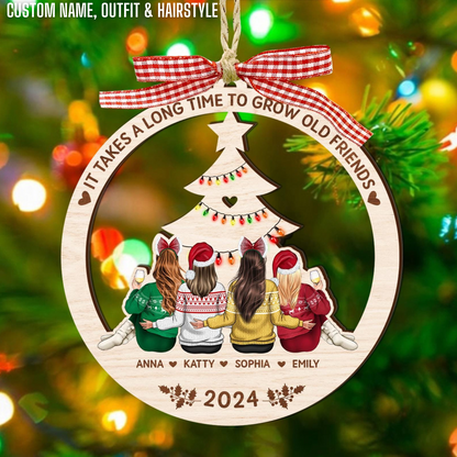 Best Friend Christmas Ornament 2024, It Takes A Long Time To Grow Old Friends Ornament, Best Friend Ornament, Besties Christmas Ornament