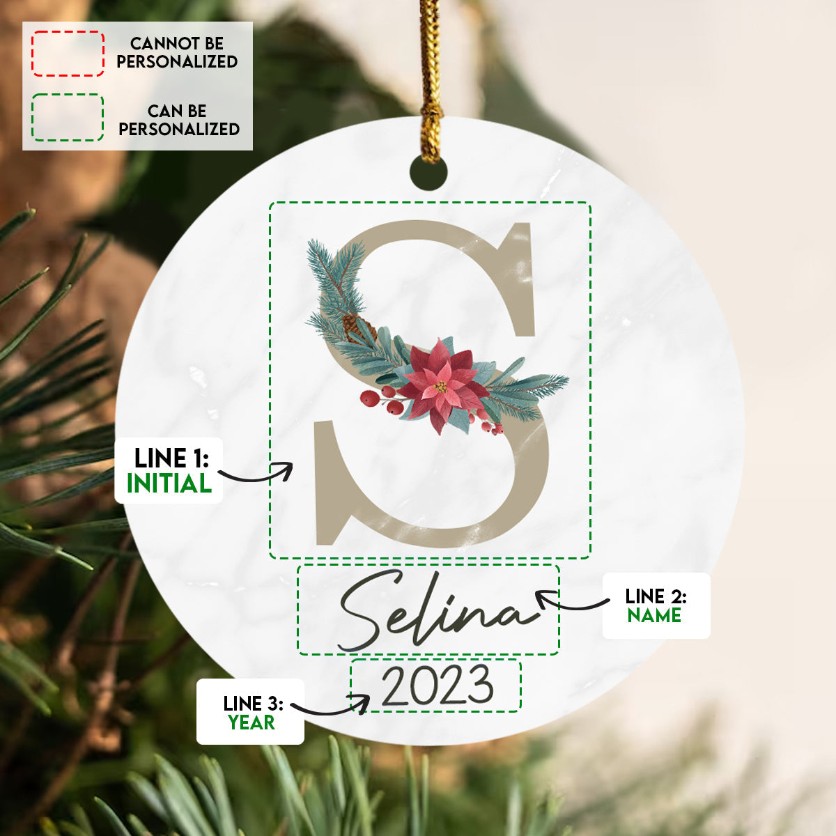 Christmas Letter Name - Personalized Ornament - Christmas Gift
