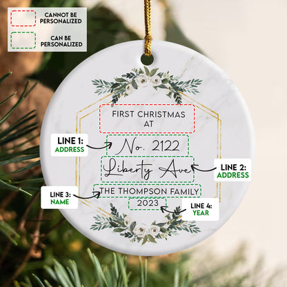 New House Botanical Frame - Personalized Ornament - Christmas Gift