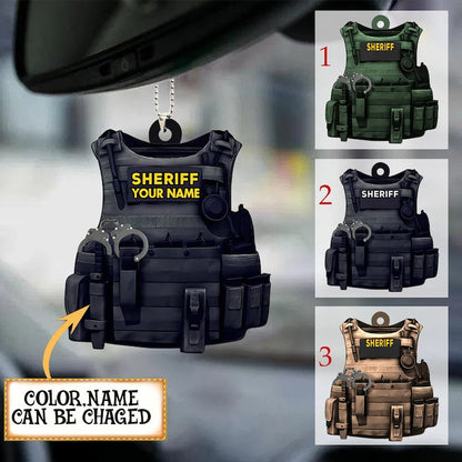Personalized Police Bulletproof Vest Ornament Gift For Police, Police Uniform Flat Ornament, Police Job, Father's Day, Birthday Gift