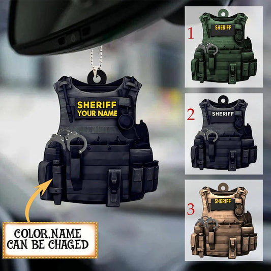 Personalized Police Bulletproof Vest Ornament Gift For Police, Police Uniform Flat Ornament, Police Job, Father's Day, Birthday Gift