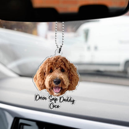 Fathers Day Gifts For Dog Dad, Custom Hanging Pet Photo Car Ornament, Dog Lovers Gifts, Car Accessories, Personalized Drive Safe Daddy Gifts