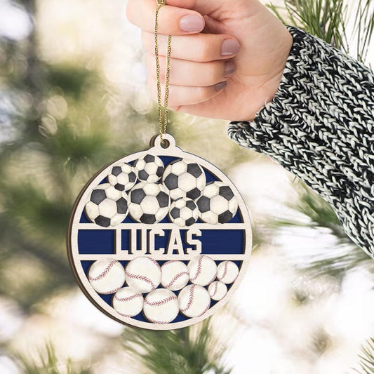 Personalized Sport Layered Wood Ornament, Custom Multiple Sports Christmas Tree Ornament, Christmas Home Decor, Sport Gift for Son, Daughter