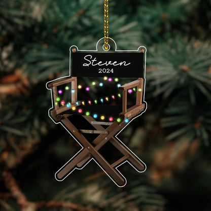 Personalized Director Chair Christmas Light Ornament, Theatre Lover Gift, Christmas Tree Decor, Loved Chair Ornament, Xmas Hanging Ornament